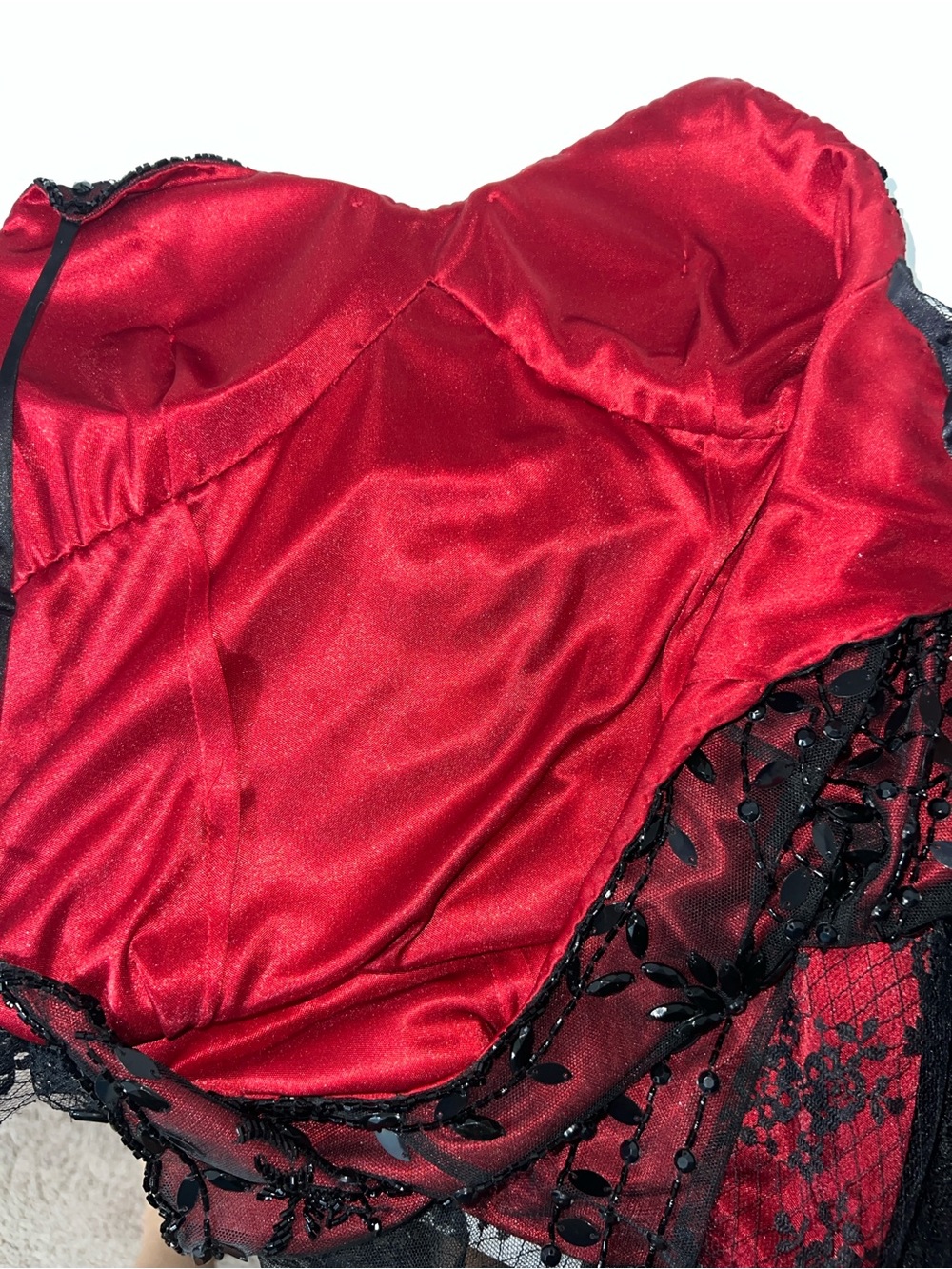 Vintage Caché Black Lace Beaded Mesh Red Slip Dress - Whimsigoth  Women’s Sz 8 - Picture 13 of 15